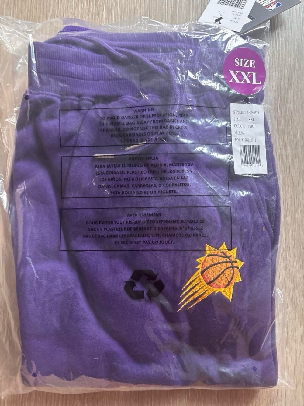 Tommy Hilfiger Purple Men's Sweatpants with Embroidered Basketball Logo - XXL